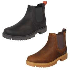 Herren Clarks Leder Smart Chelsea Stiefel - Rossdale Top