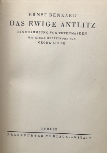 Totenmasken benkard ernst - totenmasken,