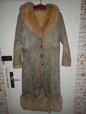 Vintage Wildleder Lammfell Mantel Lang Gr.36/38 Handarbeit