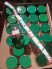 12er Set, kleine Marmeladengläser 125ml, inkl. Etikette, Deckel  silber