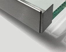 Edelstahl Regenrinne für Glasvordach Einfassprofil b=18 mm  1.4301 Schliff K320.