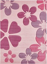 Kinderteppich Spielteppich Blumen Rosa Lila Pink Kinderzimmer Bunt Muster Modern