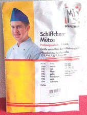 3 Stück Blau Schiffchenmütze Kochhut Mütze Kochmütze Bistromütze Bäckermütze 
