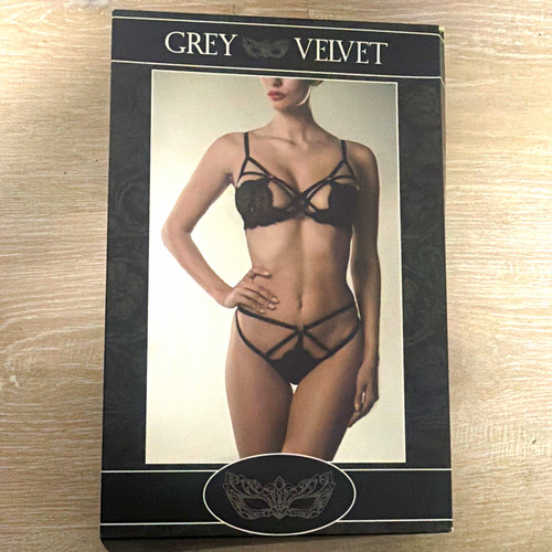 Grey velvet dessous set - grey,