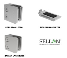 Glashalter Eckig Glasklemme Glass Clamp Edelstahl V2A Edelstahlfinisch Zink roh