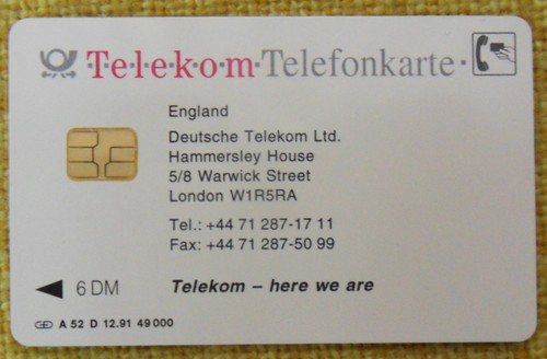 Telefonkarte 52d 91 - a, 52d/91