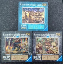 Puzzle Exit 2 x 759 Teile Hexenküche, im Vampirschloss 1 x 368 Naturkundemuseum 