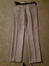 Herrenanzughose, khaki, Gr.98, Leinenmix, mit Gürtel 