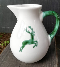 GMUNDNER Keramik grün Hirsch Krug klein Wiener Form Milchkrug Wasserkrug 0,5 l