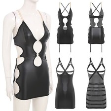 Damen PU Leder Dessous Kleid