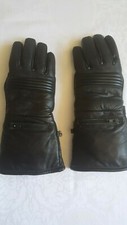 MOTORRAD HANDSCHUHE ECHTES LEDER SCHWARZ MIT TASCHE MIT REGENSCHUTZ GR. S