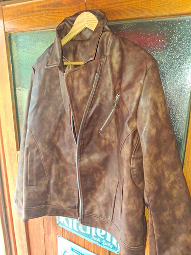 Braune lederjacke lederimitat - braune,