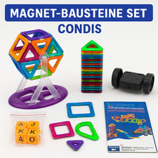 CONDIS Magnet Bausteine Set 3D Magnetic Building Tiles Baukasten Kinder
