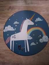 Banjado Magnettafel Rund Größe 47cm Magnetwand Schwarz Metall Motiv Einhorn
