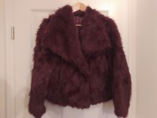 Indefeir Jacke Damen Fell Kunstpelz Winterjacke Gr. XS lila/violett Umlegekragen