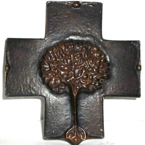 Bronze kreuz mit lebensbaum - kreuz,