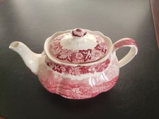 Palissy THAMES RIVER SCENES große Teekanne rot HEDSOR Kanne tea pot 6 Personen