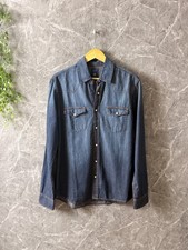 Vintage Denim Hemd Herren Blau