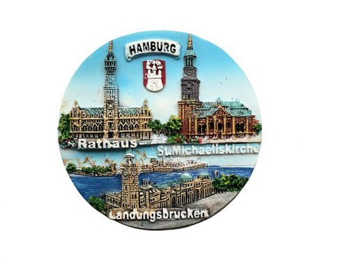 Relief magnet hamburg - "hamburg",, rund