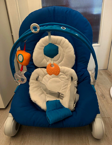 Babywippe blau weiß mit - blau/weiß,
