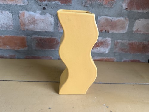 Senfgelbe keramik vase - keramik, modern