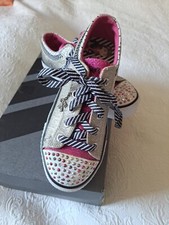 Twinkle Toes Skechers Mädchen Sneaker Schuhe Gr.34 Schleife Glitzer Blinkies Neu