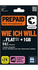 Congstar Prepaid wie ich will Handy SIM Karte 10€ Guthaben D1 Netz Telekom xtra