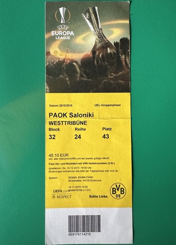 Ticket 2015 bvb - -, paok