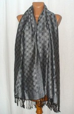 Unisex Schal  ca. 70 x 180 cm schwarz-grau gemustert  (7)