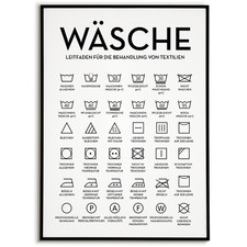 Wäsche Poster Waschraum Wandbild Hauswirtschaftsraum Wanddeko Einzugsgeschenk B