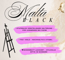 Staffelei MALTA Schwarz, Studio-, Atelierstaffelei in edlem Kiefernholz