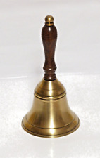 TISCHGLOCKE HANDGLOCKE WEIHNACHTSGLOCKE  MESSING-ANTIK 17 cm hoch mit Holzgriff