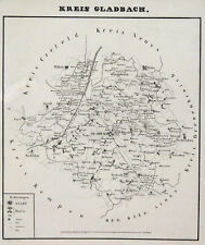 Mönchengladbach Original Lithografie Landkarte 1833