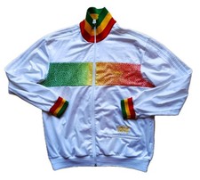 Adidas Chile 62 Jacke Rasta Reggae Bob Marley Style weiß Shiny Wetlook Jacket L