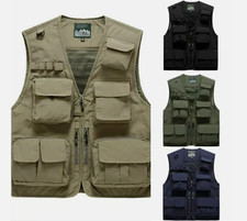 Herren Safari Weste mit Taschen funktionale Arbeitsweste Outdoor Weste Ärmellos
