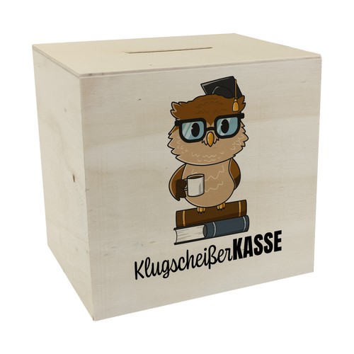 Eule spardose aus holz - aus,
