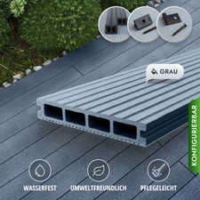 WPC Terrassendielen Holz Dielen 3m-4m 3 Farben Terrassen, Komplettbausatz 6-90m²