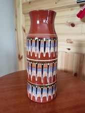 Ton Vase braun mit Muster 30