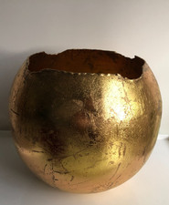 Übertopf Gold Metall  Innen Blumen Kugel Topf