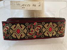 Brokat-Borte Web Band Rot- Schwarz-Gold  Mittelalter / Gotik 5,2 cm b 5,7 m lang