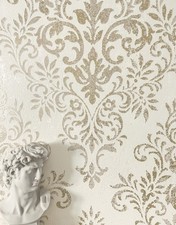 Tapete Vliestapete Creme Ornamente Leicht glänzend  Barocktapete Mustertapete