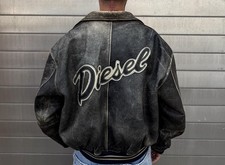 Vintage Diesel Hide Colorado Lederjacke L Altdeutsch - Back Print