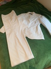 Sommer-Hosenanzug, YORN, leicht, hell-creme, Nadelstreifen, 38, Hose & Jackett