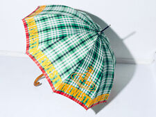 Vintage Vivienne Westwood Regenschirm Karomuster Logo-Schriftzug - Holzgriff