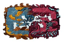 2.4x3m Handgetuftet Hippie Bereich Wolle Teppiche Indisch Blau Abstrakt Teppich