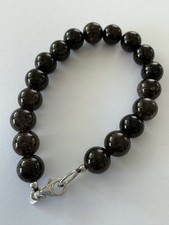 Yvesse Rauchquarz Armband  Kugeln ca. 10 mm cabochon Karabiner 925 Silber