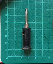 4mm Bananenstecker, mit Querloch und Druckfeder, schwarz, Bakelitisolierung