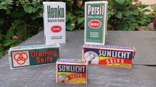 5 x ORIGINALE Henkel Persil Sunlicht Dreiring Seife Henko Waschmittel Packungen