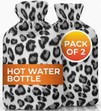 2x Wärmflasche mit Fleecebezug 2L Naturkautschuk groß weich Winterwärmer