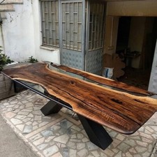 Schwarzer epoxidharz holztisch - schwarzer, epoxidharz-holztisch